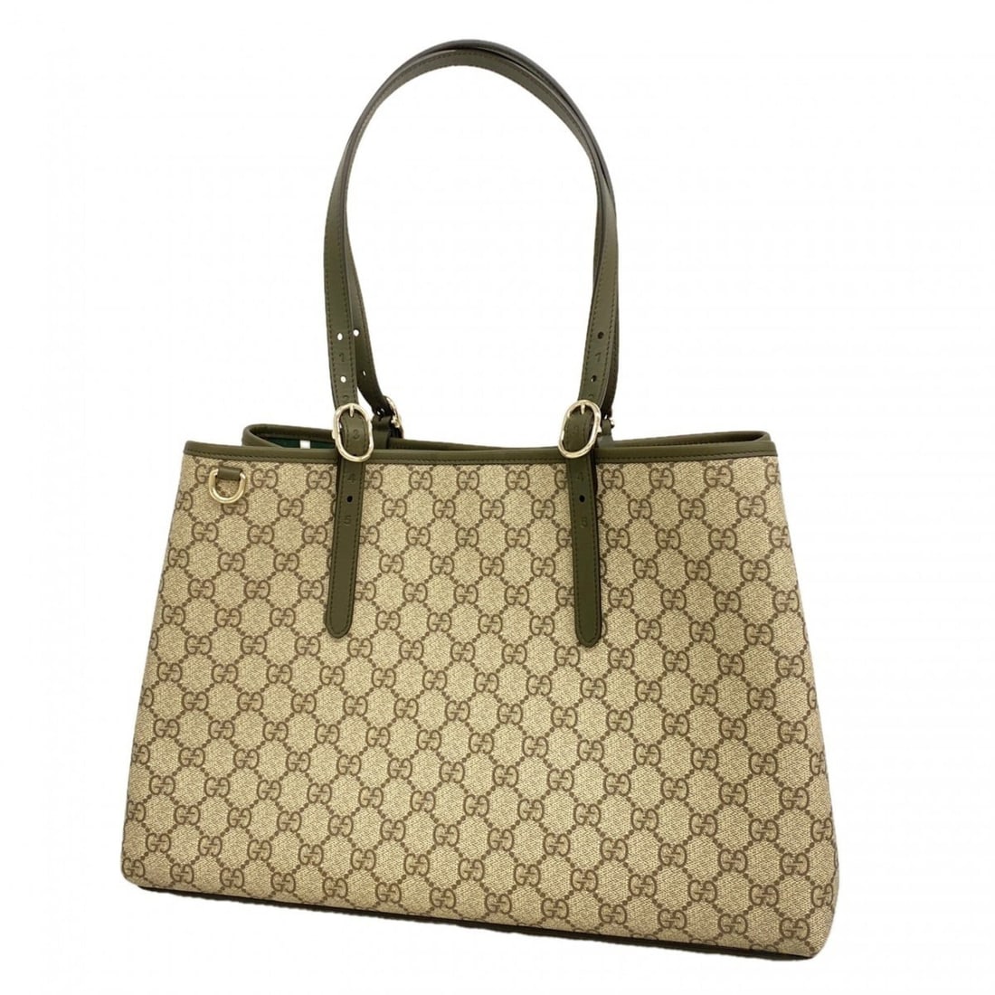 Gucci Tote Bag GG Emblem 815213 Brown Moss Green Champagne Women's P3044455 (1 of 6)