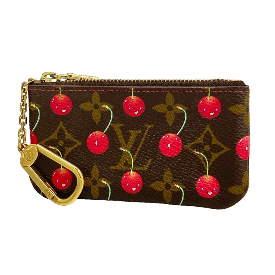 Louis Vuitton Monogram Cherry Wallet/Coin Case, Takashi Murakami Collaboration, Pochette Clé: --- Catalog ---Category: SizeSize (HxWxD): 6.5cm x 12cm x 1cm / 2.55'' x 4.72'' x 0.39''Category: DesignType: Coin purse/coin caseColor: Brown, Red colorGender: WomenCategory: GeneralMPN: M95042Brand: