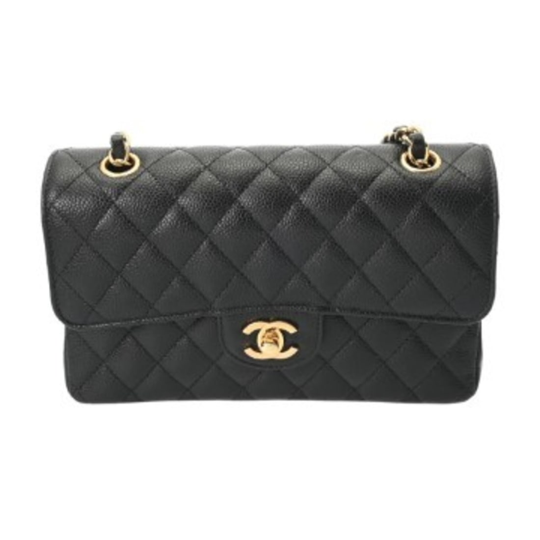 CHANEL Matelassé Chain Shoulder Bag, 23cm, Double Flap, Black, A01113, Women's, Caviar Leather, A: --- Catalog ---Category: SizeSize (HxWxD): 14.5cm x 23cm x 6.5cm / 5.7'' x 9.05'' x 2.55''Category: DesignType: Shoulder bagColor: BlackGender: WomenMaterial: Grained Calfskin Category: GeneralMPN: A0