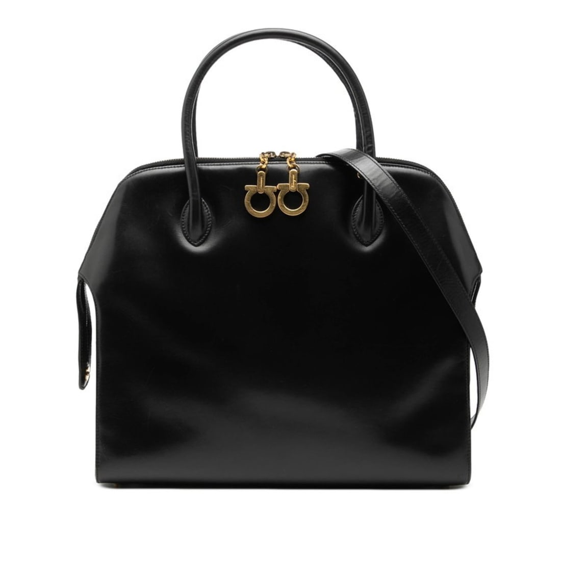 Salvatore Ferragamo Gancini Handbag Shoulder Bag 2WAY AK 5645 Black Leather Women's: --- Catalog ---Category: SizeSize (HxWxD): 29cm x 33.5cm x 11cm / 11.41'' x 13.18'' x 4.33''Category: DesignType: Handbag, Shoulder bagColor: BlackGender: WomenMaterial: Leather Category: GeneralMPN: 