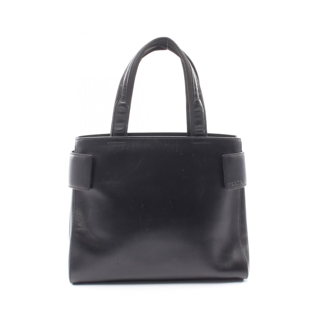 Prada logo tote bag, handbag, leather, women's, black. (1 of 14)