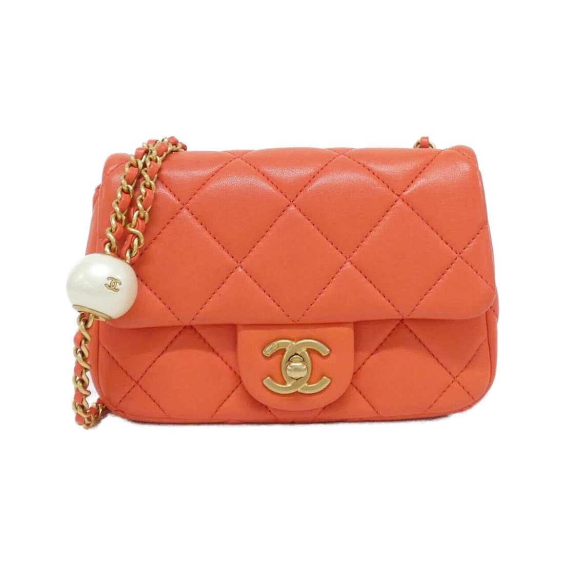 Chanel AS4868 Shoulder Bag: --- Catalog ---Category: SizeSize (HxWxD): 12cm x 17cm x 4.5cm / 4.72'' x 6.69'' x 1.77''Category: DesignType: Shoulder bagColor: OrangeGender: WomenMaterial: Artificial pearl , Leather Leather/Fur Ty