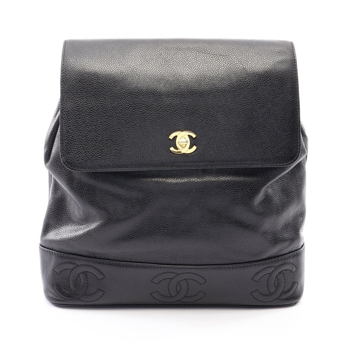 Chanel Triple Coco Mark Backpack/Handbag, Caviar Leather (Grained Calfskin), Women's, Black: --- Catalog ---Category: SizeSize (HxWxD): 27cm x 27cm x 9cm / 10.62'' x 10.62'' x 3.54''Category: DesignType: Backpack, HandbagColor: BlackGender: WomenMaterial: Grained Calfskin Category: GeneralBra