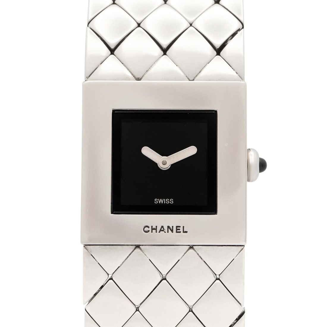 Chanel Matelassé Watch, Stainless Steel, Women's, Black, H0009: --- Catalog ---Category: SizeWrist Size: 15cm / 5.9''Case Diameter: 19mm / 0.75''Category: DesignType: WristwatchGender: WomenColor (Dial): BlackMaterial (Band): Stainless steelMaterial (Case): Stainl