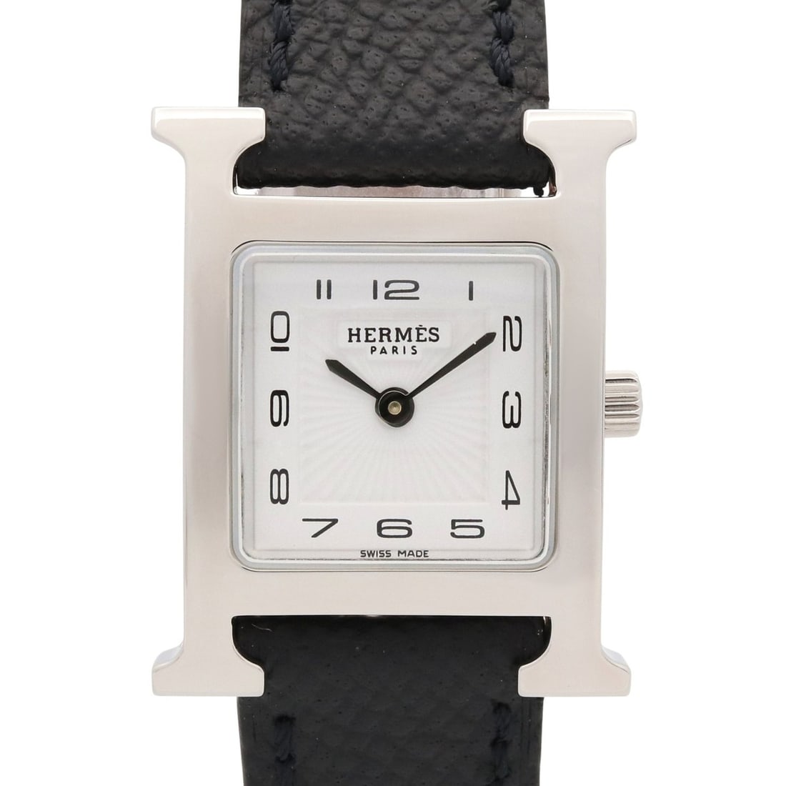 Hermes H-Watch, Women's Watch, Stainless Steel, Leather Strap, White (HH1.201): --- Catalog ---Category: SizeWrist Size: 16cm / 6.29''Case Diameter: 21mm / 0.83''Category: DesignType: WristwatchGender: WomenColor (Dial): WhiteMaterial (Band): LeatherMaterial (Case): Stainless ste