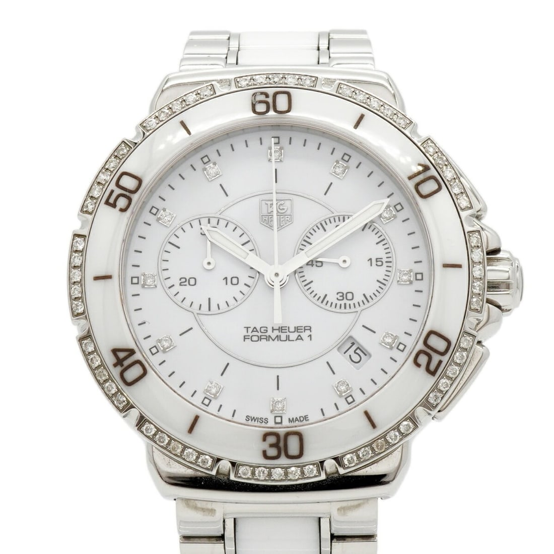 TAG Heuer Formula 1 Diamond CAH1213 White Dial Men's Watch: --- Catalog ---Category: SizeWrist Size: 14.5cm / 5.7''Case Diameter: 41.2mm / 1.62''Category: DesignType: WristwatchGender: MenColor (Dial): WhiteMaterial (Band): Ceramic, Stainless steelCategory: Ge