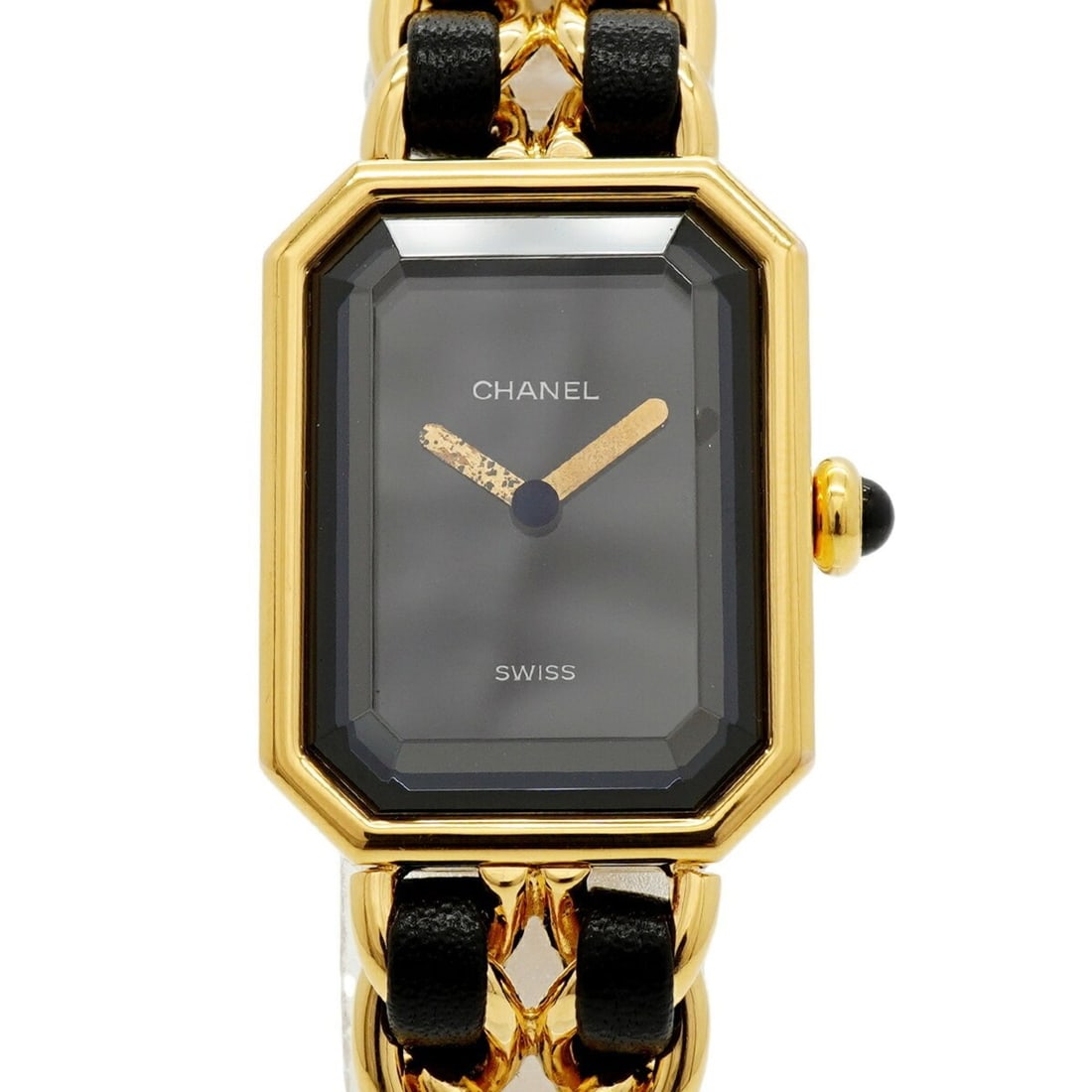 Chanel Première M H0001 Black Dial Women's Watch: --- Catalog ---Category: SizeWrist Size: 14.5cm / 5.7''Case Diameter: 20mm / 0.79''Category: DesignType: WristwatchGender: WomenColor (Dial): BlackMaterial (Band): Gold plated, LeatherCategory: Genera