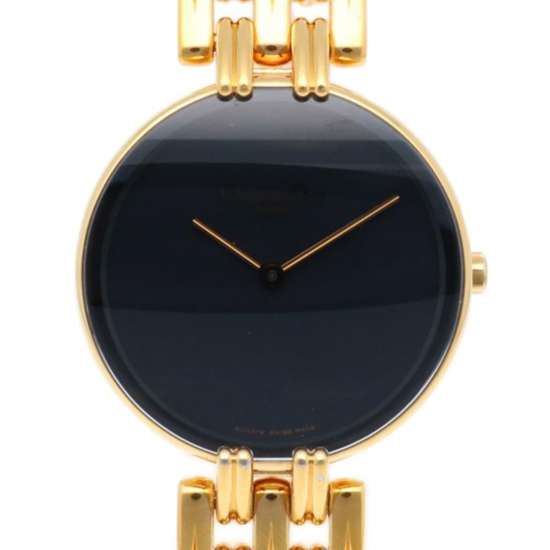Dior Baghira Watch, GP D46-154-4 Quartz Women's Watch: --- Catalog ---Category: SizeWrist Size: 17cm / 6.69''Case Diameter: 27mm / 1.06''Category: DesignType: WristwatchGender: WomenColor (Dial): BlackMaterial (Band): Gold platedMaterial (Case): Gold plat