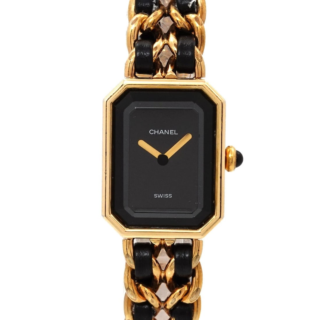 Chanel Premiere XL size H0001 Women's Watch Black Gold Quartz: --- Catalog ---Category: SizeWrist Size: 17.5cm / 6.88''Case Diameter: 20mm / 0.79''Category: DesignType: WristwatchGender: WomenColor (Dial): BlackMaterial (Band): Gold plated, Leather, Stainless ste