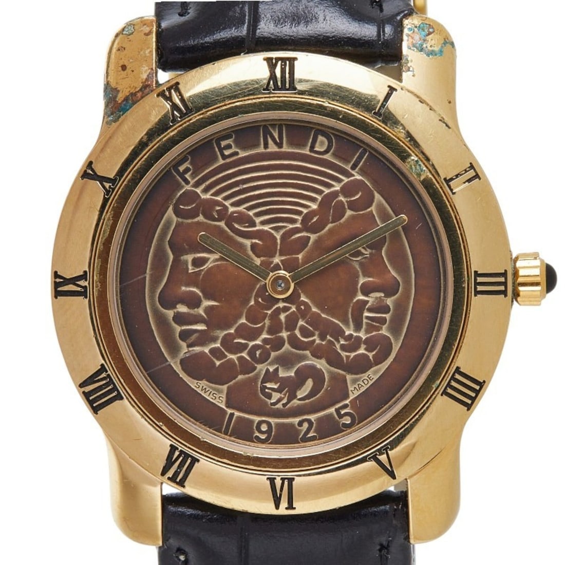 Fendi 800G Quartz Watch, Brown Dial, Leather Strap, Plated, Women's.: --- Catalog ---Category: SizeWrist Size: 18cm / 7.08''Case Diameter: 34mm / 1.34''Category: DesignType: WristwatchGender: WomenColor (Dial): BrownMaterial (Band): LeatherMaterial (Case): Gold platedCa