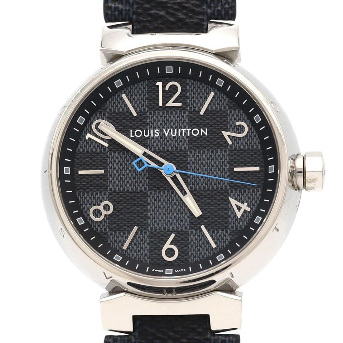 Louis Vuitton Tambour Damier Graphite QA073 SS Quartz Watch: --- Catalog ---Category: SizeCase Diameter: 41.5mm / 1.63''Category: DesignType: WristwatchGender: MenColor (Dial): BlackMaterial (Case): Stainless steelCategory: GeneralMPN: QA073Brand: Louis Vuitton