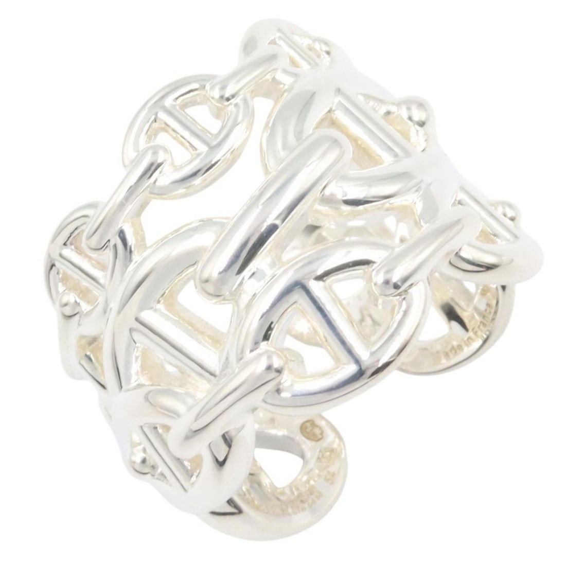 Hermes Chaine d'Ancre Enchainee GM Ring - Sterling Silver 925 Women's: --- Catalog ---Category: SizeWidth: 15mm / 0.59''Weight: 14.8g / 0.52oz.JP Size: 13.5US Size: 6.5Brand Size: 54Category: DesignType: Band ringMetal: SilverGender: WomenMetal Purity: Silver925Category: