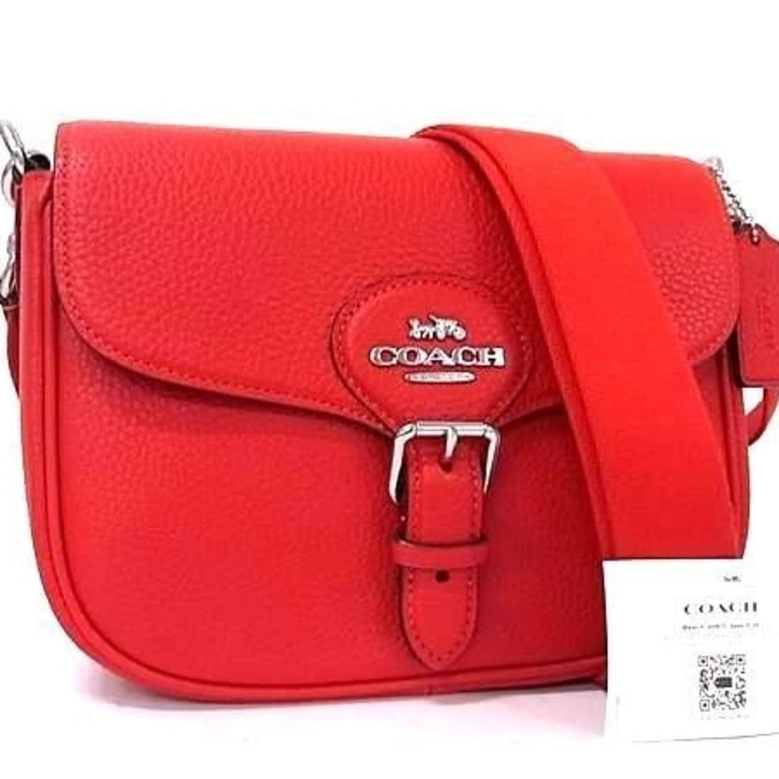 COACH Amelia Saddle Bag CP107 Red Leather Crossbody for Women: --- Catalog ---Category: SizeSize (HxWxD): 23.5cm x 18cm x 8.5cm / 9.25'' x 7.08'' x 3.34''Category: DesignType: Saddle bag, Shoulder bagColor: Red colorGender: WomenClosure: FlapMaterial: Leather Cat