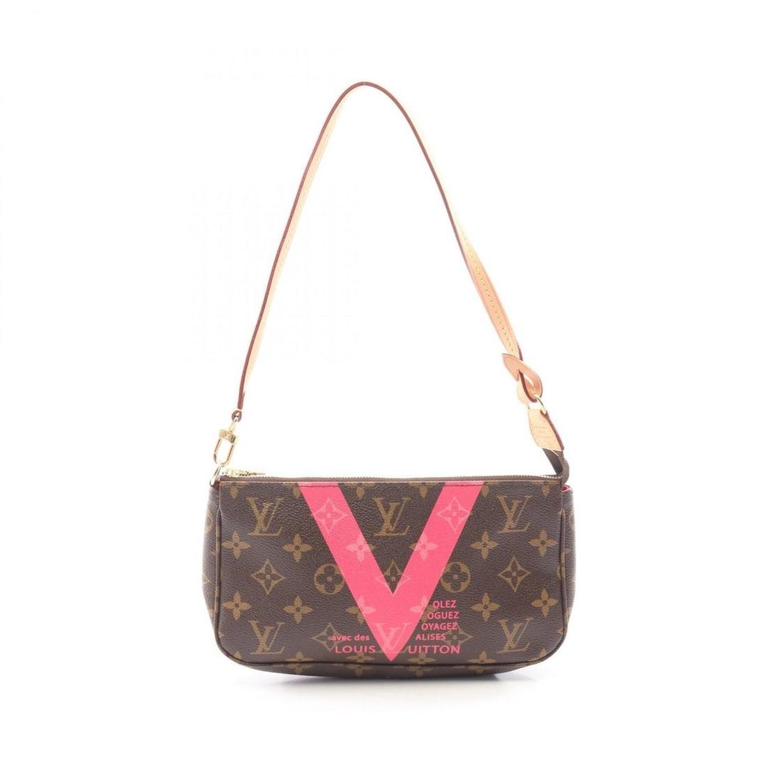 Louis Vuitton Pochette Accessoires Handbag, Coated Canvas and Leather, Monogram Pattern, Women's,: --- Catalog ---Category: SizeSize (HxWxD): 13cm x 21cm x 3cm / 5.11'' x 8.26'' x 1.18''Category: DesignType: HandbagColor: Brown, Monogram, PinkGender: WomenMaterial: Coated canvas Category: GeneralMP