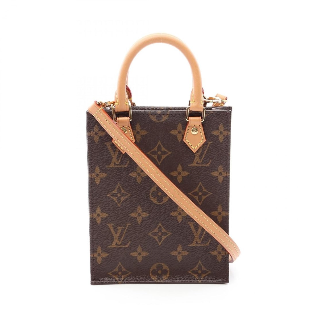 Louis Vuitton Petite Sac Plat 2-Way Handbag, Coated Canvas and Leather, Monogram Pattern, Women's,: --- Catalog ---Category: SizeSize (HxWxD): 17cm x 13.5cm x 4.5cm / 6.69'' x 5.31'' x 1.77''Category: DesignType: HandbagColor: Brown, MonogramGender: WomenMaterial: Coated canvas Category: GeneralMPN: