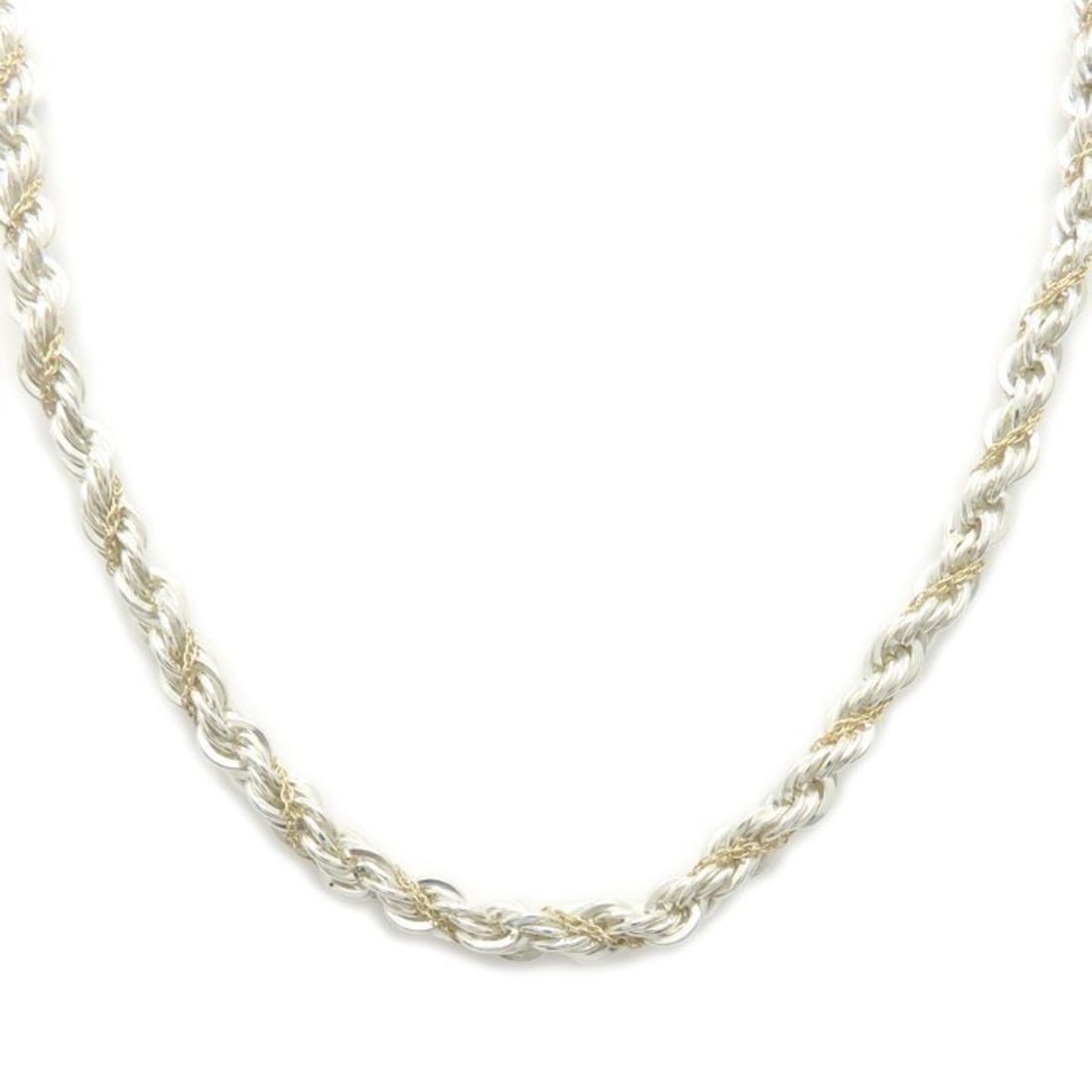 TIFFANY&Co. Tiffany Twist Chain Necklace 59cm SV925 x K18YG Women's 295645: --- Catalog ---Category: SizeWidth: 5.3mm / 0.21''Weight: 46.2g / 1.62oz.Neck Circumference: 59 cm / 23.22''Category: DesignGender: WomenMaterial: Silver 925, Yellow gold (18K)Necklace Type: NecklaceC