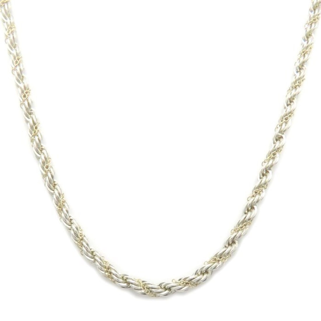 TIFFANY&Co. Tiffany Twist Rope Necklace 46cm Silver x Women's 295646: --- Catalog ---Category: SizeWidth: 3mm / 0.12''Weight: 14.3g / 0.5oz.Neck Circumference: 46 cm / 18.11''Category: DesignGender: WomenMaterial: Silver, Yellow goldNecklace Type: NecklaceCategory: Gene