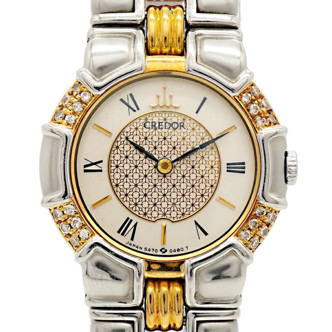 Seiko Credor Entrata GKWE084 5A70-0220 Silver Dial Women's Watch: --- Catalog ---Category: SizeWrist Size: 17cm / 6.69''Case Diameter: 24mm / 0.94''Category: DesignType: WristwatchGender: WomenColor (Dial): SilverMaterial (Band): Stainless steel, Yellow goldCategory