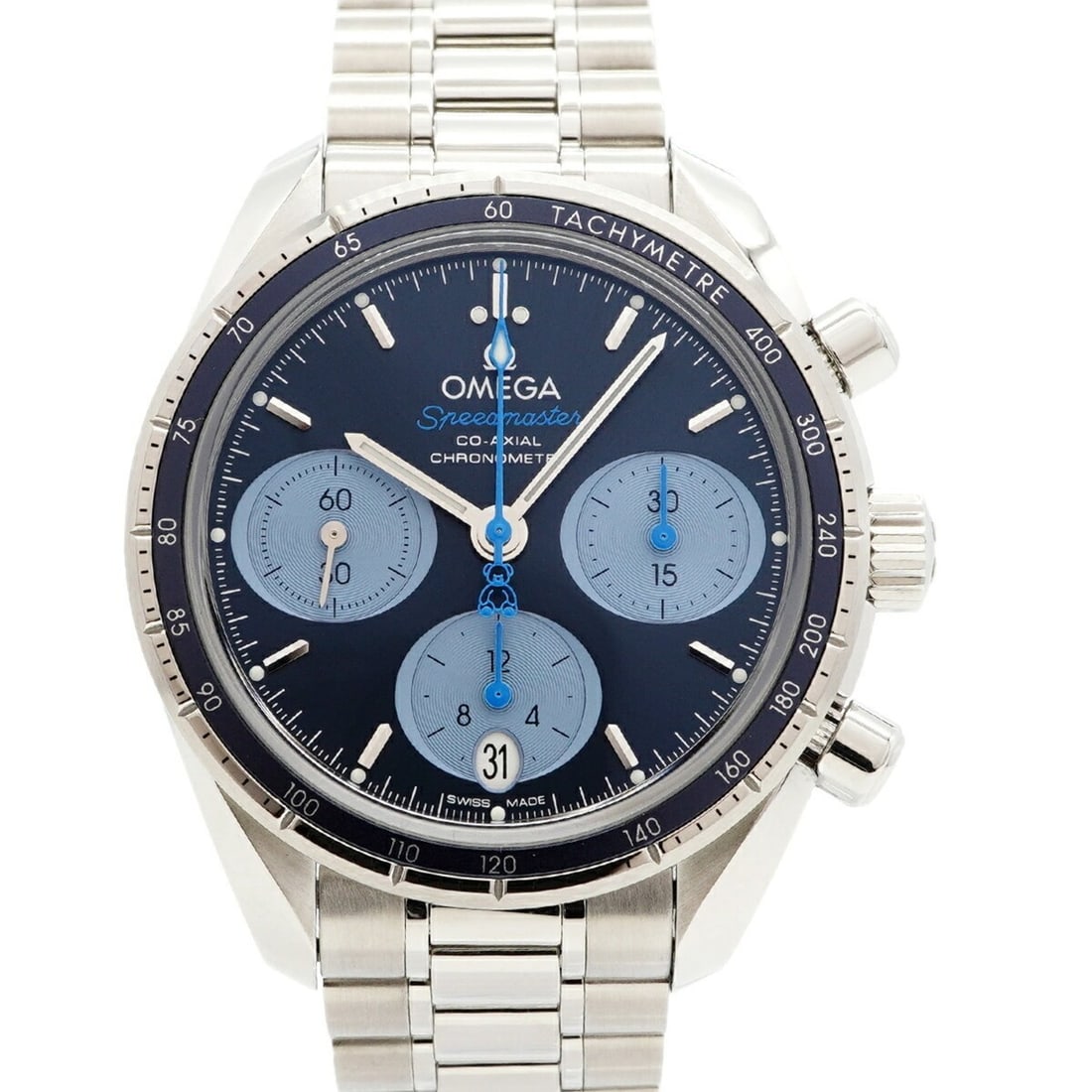 Omega Speedmaster 38 Orbis 324.30.38.50.03.002 Blue Dial Men's Watch: --- Catalog ---Category: SizeWrist Size: 16.5cm / 6.49''Case Diameter: 38mm / 1.5''Category: DesignType: WristwatchGender: MenColor (Dial): BlueMaterial (Band): Stainless steelCategory: GeneralMPN: 32