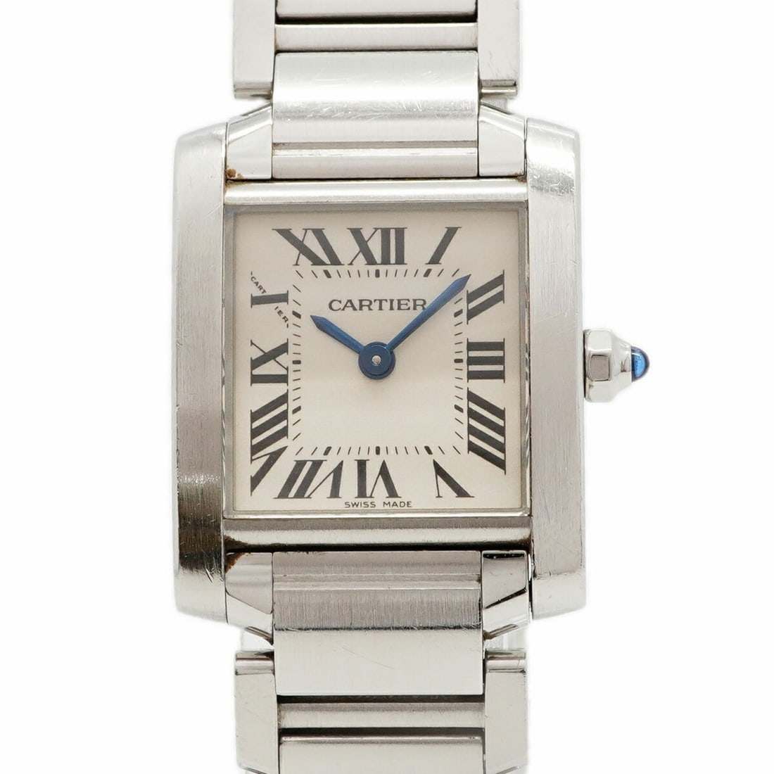 Cartier Tank Française SM W51008Q3 Ivory Dial Women's Watch: --- Catalog ---Category: SizeWrist Size: 15.5cm / 6.1''Case Diameter: 20.5mm / 0.81''Category: DesignType: WristwatchGender: WomenColor (Dial): IvoryMaterial (Band): Stainless steelCategory: GeneralMP