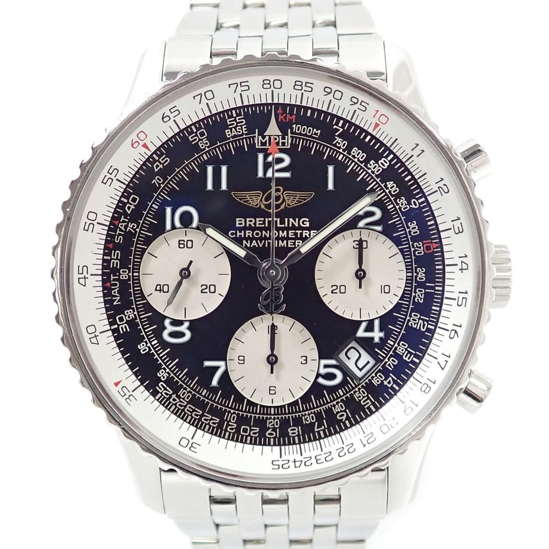 Breitling Navitimer Men's Automatic Watch SS A23322 Self-winding: --- Catalog ---Category: SizeWrist Size: 17.5cm / 6.88''Case Diameter: 40mm / 1.57''Category: DesignType: WristwatchGender: MenColor (Dial): BlackMaterial (Band): Stainless steelMaterial (Case): Stain