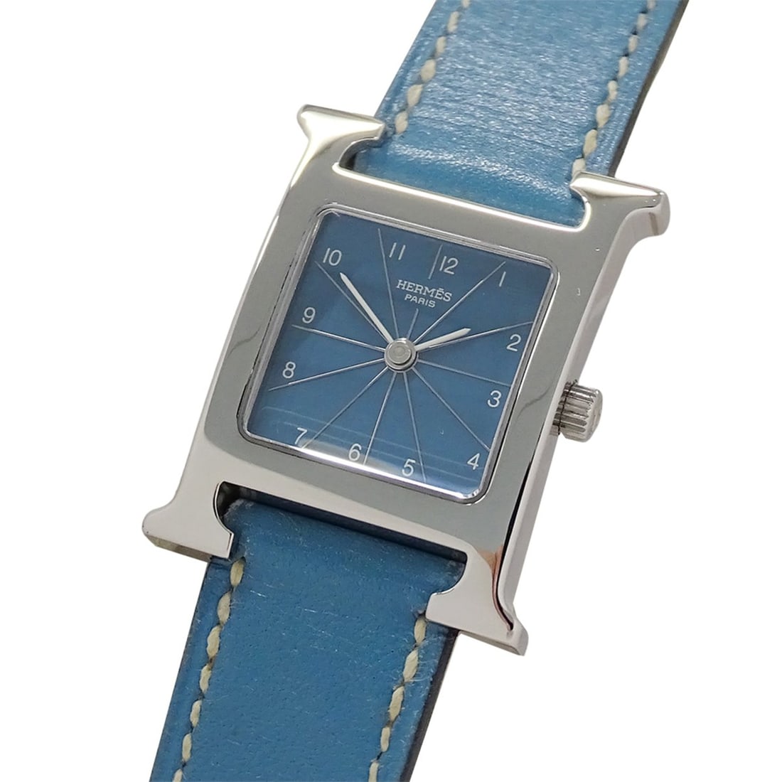 Hermes HERMES Women's Watch Brand H-Watch Quartz QZ Stainless Steel SS Leather HH1.210 Silver Blue: --- Catalog ---Category: SizeWrist Size: 15.5cm - 18cm / 6.1'' - 7.08''Case Diameter: 21mm / 0.83''Category: DesignType: WristwatchGender: WomenColor (Dial): BlueMaterial (Band): LeatherMaterial (Case