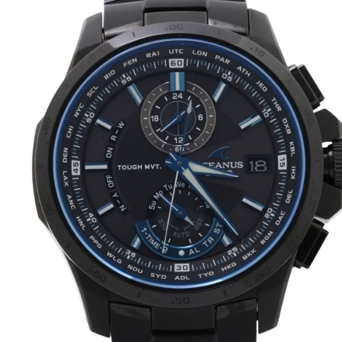 CASIO Oceanus OCW-T1000B-1AJF Black Titanium Men's Watch: --- Catalog ---Category: SizeWrist Size: 17cm / 6.69''Case Diameter: 45.1mm / 1.78''Category: DesignType: WristwatchGender: MenColor (Dial): BlackMaterial (Band): TitaniumMaterial (Case): TitaniumCate
