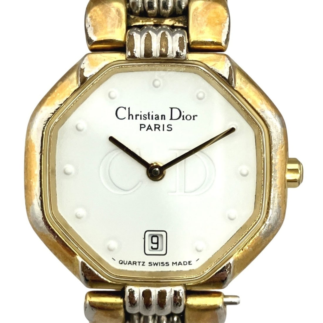 Christian Dior Octagon Watch, Total Weight 45.2g, GP (Gold Plated) finish, Quartz movement, White: --- Catalog ---Category: SizeWrist Size: 15cm / 5.9''Case Diameter: 25.2mm / 0.99''Category: DesignType: WristwatchGender: Men,WomenColor (Dial): WhiteMaterial (Band): Gold plated, Stainless steelMate
