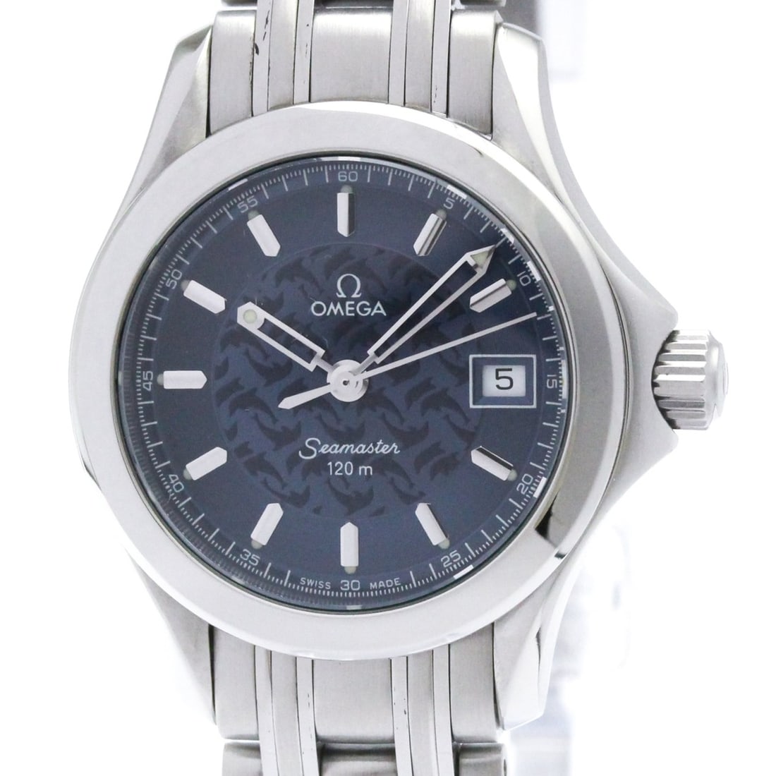 OMEGA Seamaster 120M Jacques Mayol 2000 Ladies Watch 2586.80 Polished: --- Catalog ---Category: SizeCase Diameter: 26mm / 1.02''Category: DesignType: WristwatchStyle: Dress/FormalGender: WomenColor (Dial): BlueMaterial (Band): Stainless steelMaterial (Case): Stainless st