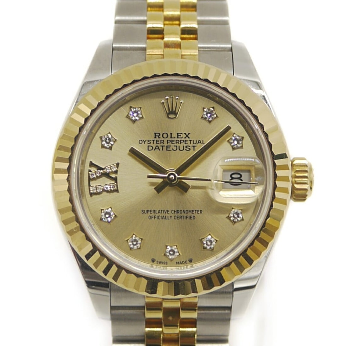 ROLEX Datejust 28 279173G Automatic Stainless Steel/Yellow Gold Star Diamond Dial Ladies Watch: --- Catalog ---Category: SizeWrist Size: 16cm / 6.29''Case Diameter: 28mm / 1.1''Category: DesignType: WristwatchGender: Women,MenColor (Dial): GoldMaterial (Band): Stainless steel, Yellow goldMateria