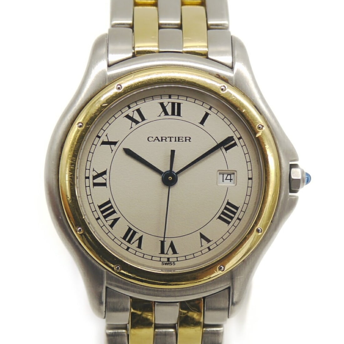 Cartier Panthère Cougar LM Quartz W35006B6 Ivory Dial Watch SS/YG: --- Catalog ---Category: SizeWrist Size: 16.5cm / 6.49''Case Diameter: 33mm / 1.3''Category: DesignType: WristwatchGender: Women,MenColor (Dial): IvoryMaterial (Band): Stainless steel, Yellow goldMate