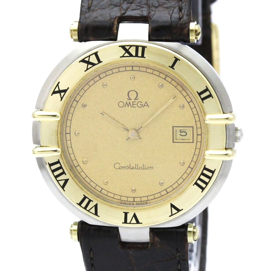 OMEGA Constellation Date 18K Gold Steel Mens Watch 196.0360 Polished (1 of 8)
