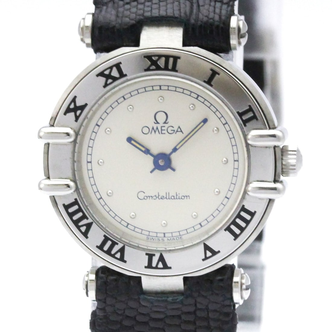 OMEGA Constellation Steel Quartz Ladies Watch 595.1080 Polished: --- Catalog ---Category: SizeCase Diameter: 23mm / 0.91''Category: DesignType: WristwatchStyle: Dress/FormalGender: WomenColor (Dial): SilverMaterial (Band): LeatherMaterial (Case): Stainless steelCat