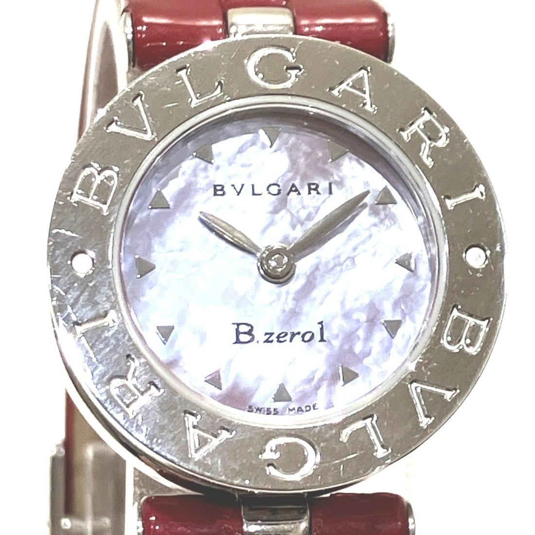 Bulgari Watch, Total Weight 26.8g, Stainless Steel, Genuine Leather Strap, Quartz Movement, Pink: --- Catalog ---Category: SizeWrist Size: 13cm - 15.5cm / 5.11'' - 6.1''Case Diameter: 22mm / 0.87''Category: DesignType: WristwatchGender: WomenColor (Dial): Pink shellMaterial (Band): LeatherMaterial