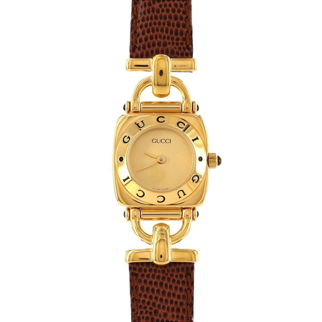 Gucci 6300L GP Quartz Watch: --- Catalog ---Category: SizeCase Diameter: 21mm / 0.83''Category: DesignType: WristwatchGender: WomenColor (Dial): GoldMaterial (Case): Gold platedCategory: GeneralMPN: 6300LBrand: GucciCategory: Mov