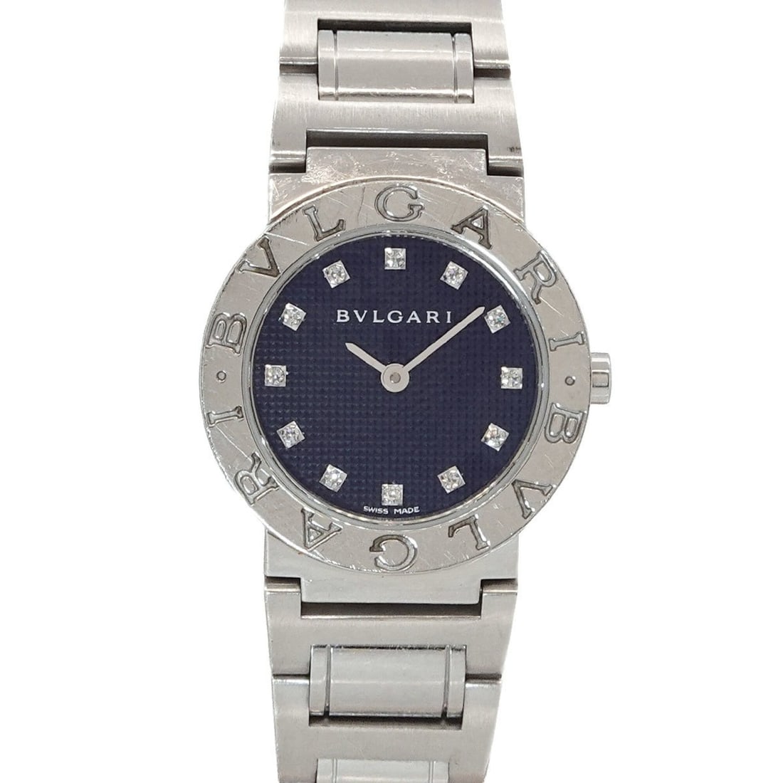 BVLGARI BB26SS Women's Watch 12P Diamond Black Quartz: --- Catalog ---Category: SizeWrist Size: 14.5cm / 5.7''Case Diameter: 26mm / 1.02''Category: DesignType: WristwatchGender: WomenColor (Dial): BlackMaterial (Band): Stainless steelMaterial (Case): Stai