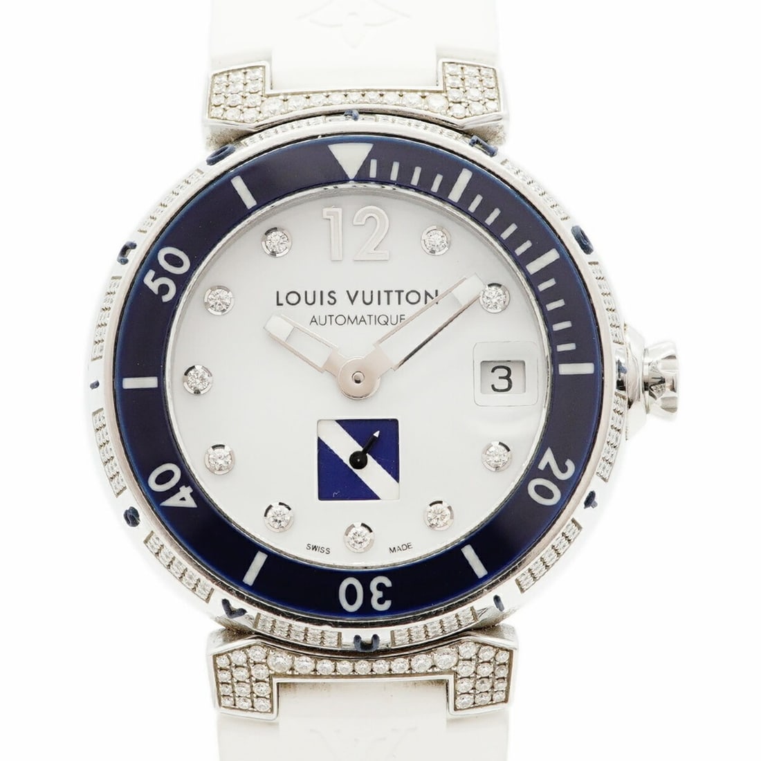 Louis Vuitton Tambour Diving Q113C White Dial Watch for Men and Women: --- Catalog ---Category: SizeWrist Size: 19.5cm / 7.67''Case Diameter: 39mm / 1.54''Category: DesignType: WristwatchGender: Men,WomenColor (Dial): WhiteMaterial (Band): RubberCategory: GeneralMPN: Q11