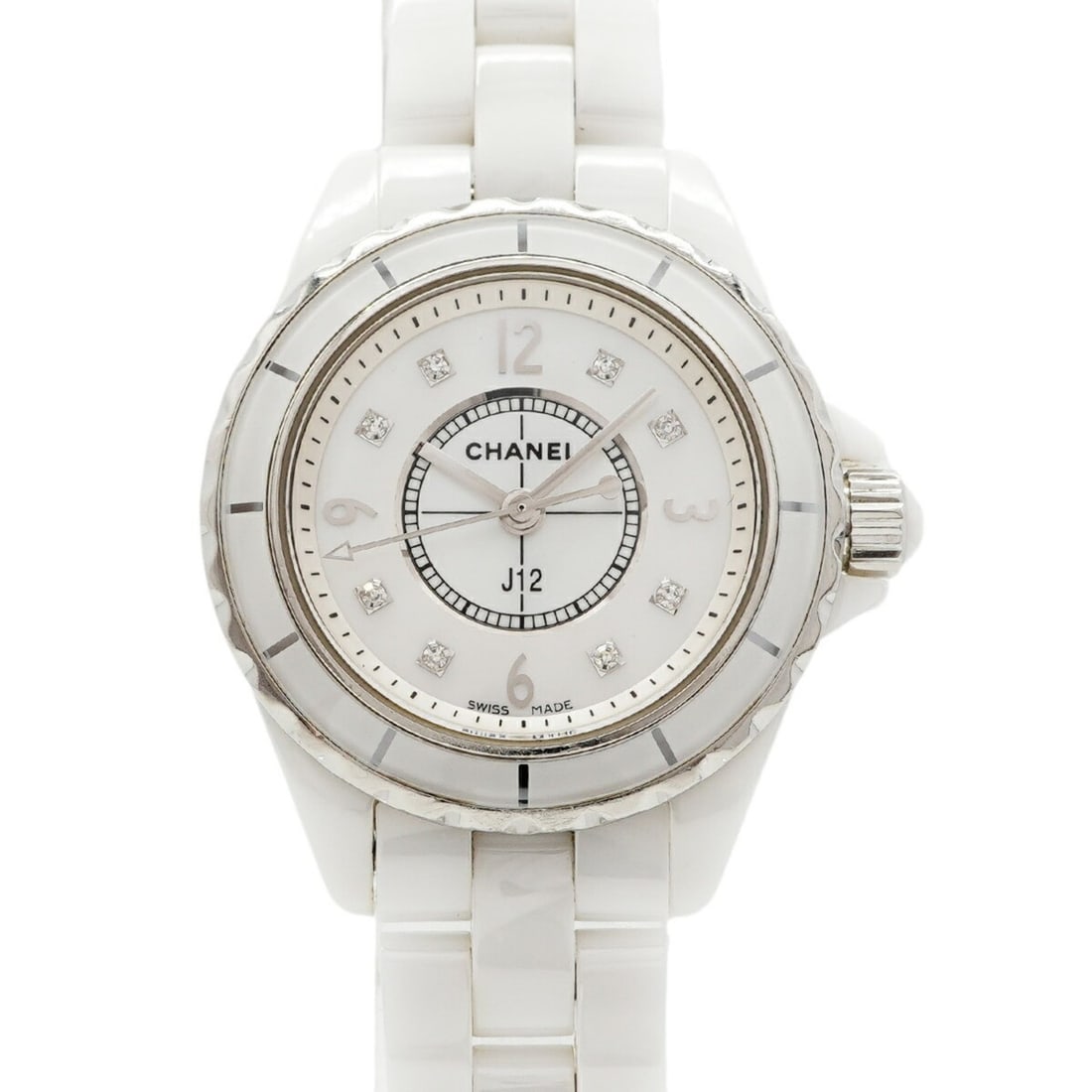 Chanel J12 H2570 White Dial Women's Watch: --- Catalog ---Category: SizeWrist Size: 15cm / 5.9''Case Diameter: 28.7mm / 1.13''Category: DesignType: WristwatchGender: WomenColor (Dial): WhiteMaterial (Band): CeramicCategory: GeneralMPN: H2570Br