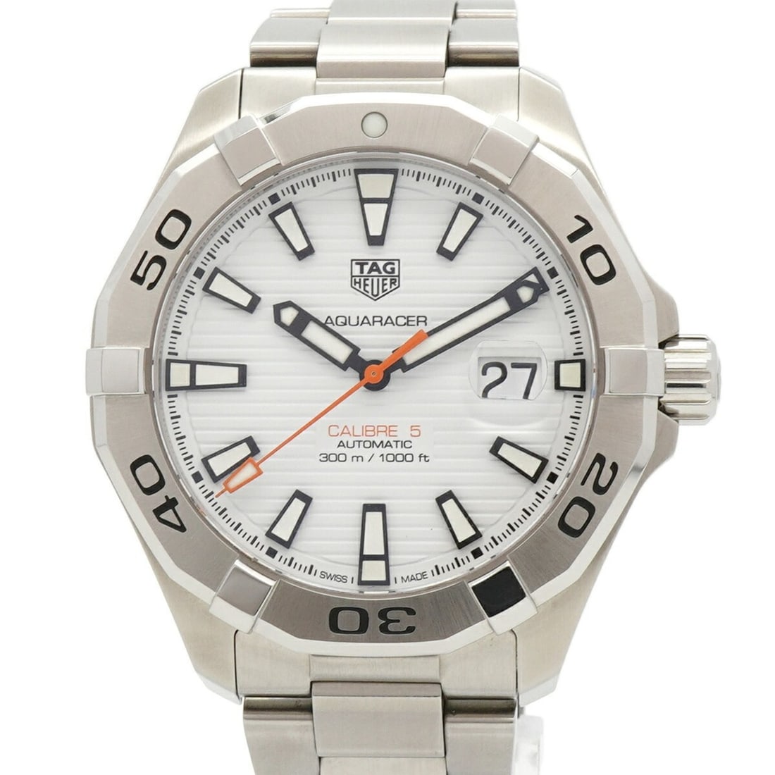 TAG Heuer Aquaracer WAY2013 White Dial Men's Watch: --- Catalog ---Category: SizeWrist Size: 16.5cm / 6.49''Case Diameter: 43.9mm / 1.73''Category: DesignType: WristwatchGender: MenColor (Dial): WhiteMaterial (Band): Stainless steelCategory: GeneralMPN