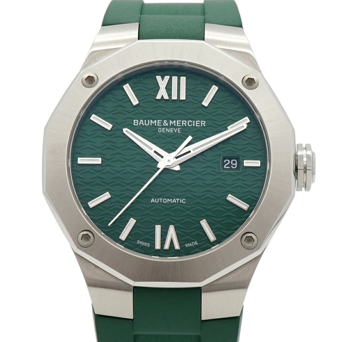 Baume & Mercier Riviera M0A10618 Green Dial Men's Watch: --- Catalog ---Category: SizeWrist Size: 17cm / 6.69''Case Diameter: 41.9mm / 1.65''Category: DesignType: WristwatchGender: MenColor (Dial): GreenMaterial (Band): RubberCategory: GeneralMPN: M0A10618B