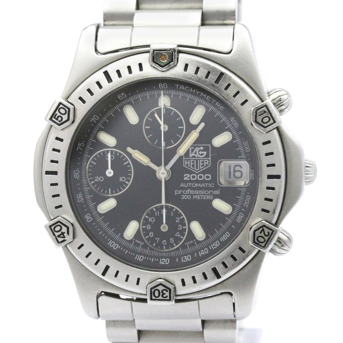 TAG HEUER 2000 Professional Chronograph Steel Automatic Watch 169.306: --- Catalog ---Category: SizeCase Diameter: 38mm / 1.5''Category: DesignType: WristwatchStyle: SportGender: MenColor (Dial): BlackMaterial (Band): Stainless steelMaterial (Case): Stainless steelCatego