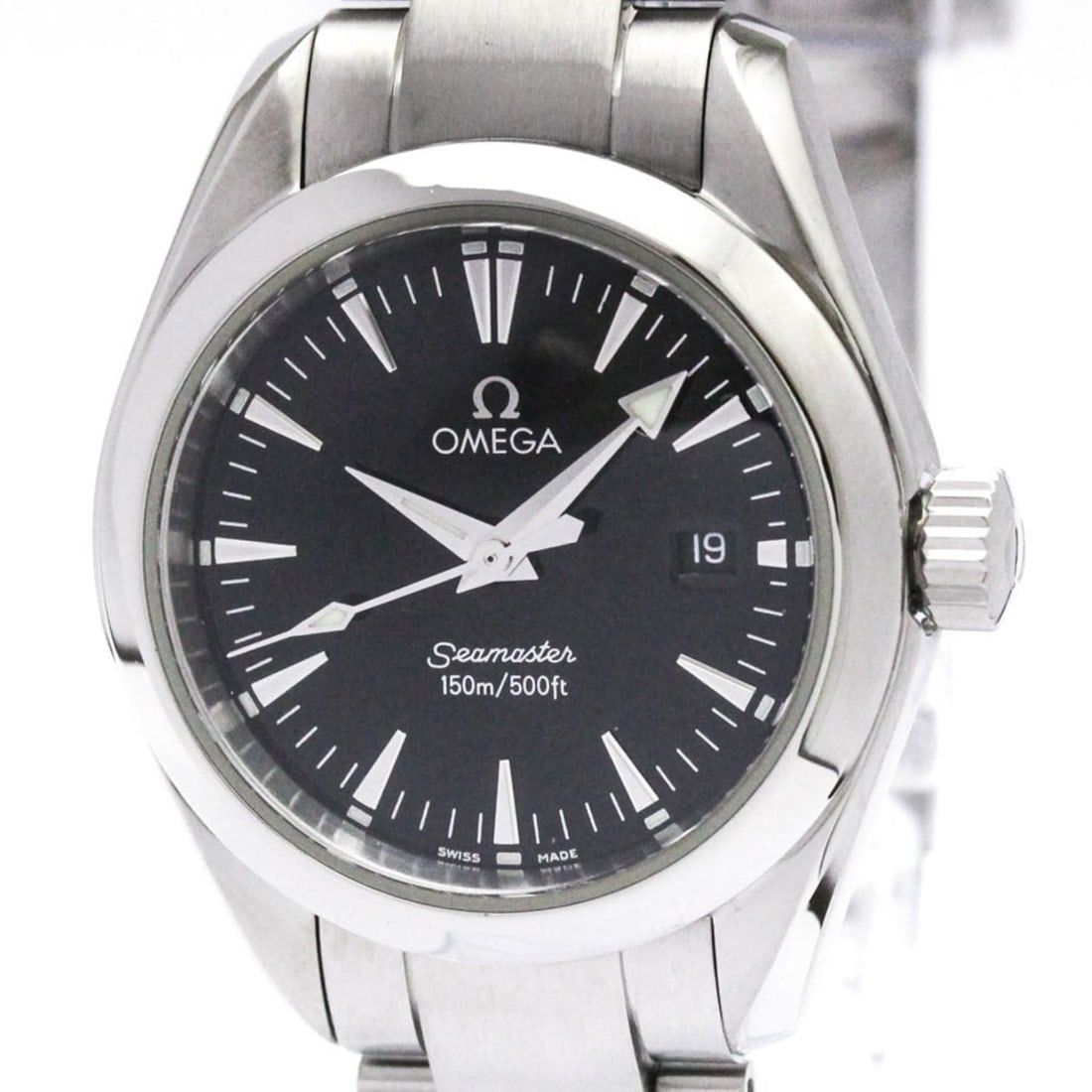 OMEGA Seamaster Aqua Terra Steel Quartz Ladies Watch 2577.50 Polished: --- Catalog ---Category: SizeCase Diameter: 29mm / 1.14''Category: DesignType: WristwatchStyle: SportGender: WomenColor (Dial): BlackMaterial (Band): Stainless steelMaterial (Case): Stainless steelCat