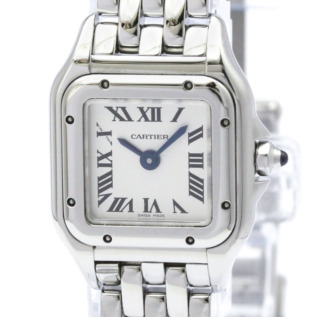 CARTIER Panthere SM Stainless Steel Quartz Ladies Watch WSPN0019 Polished: --- Catalog ---Category: SizeCase Diameter: 21mm / 0.83''Category: DesignType: WristwatchStyle: Dress/FormalGender: WomenColor (Dial): SilverMaterial (Band): Stainless steelMaterial (Case): Stainless 