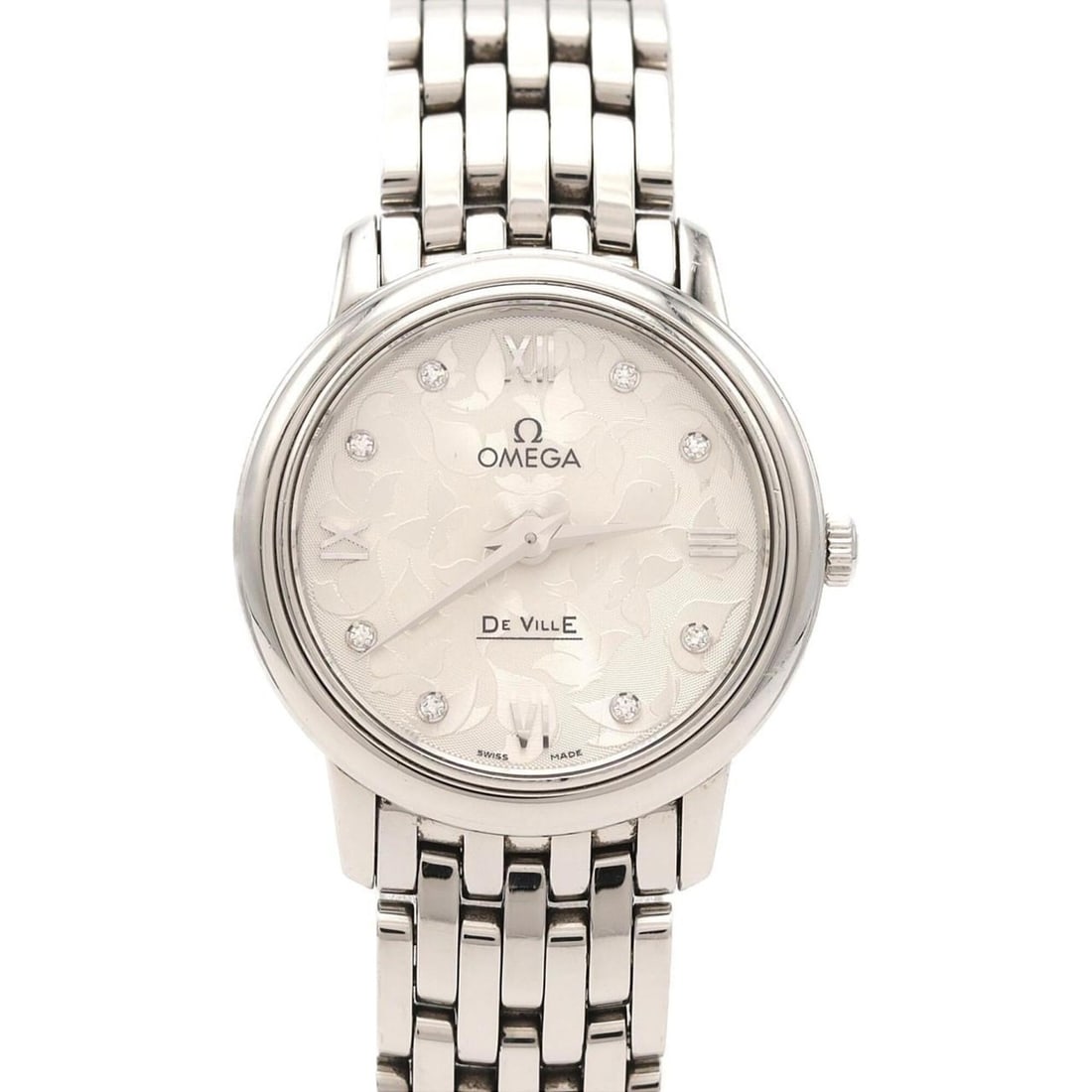 Omega De Ville Prestige Butterfly 8P 424.10.27.60.52.001 Stainless Steel Quartz Watch: --- Catalog ---Category: SizeWrist Size: 15.5cm / 6.1''Case Diameter: 27mm / 1.06''Category: DesignType: WristwatchGender: WomenColor (Dial): SilverMaterial (Band): Stainless steelMaterial (Case): Sta