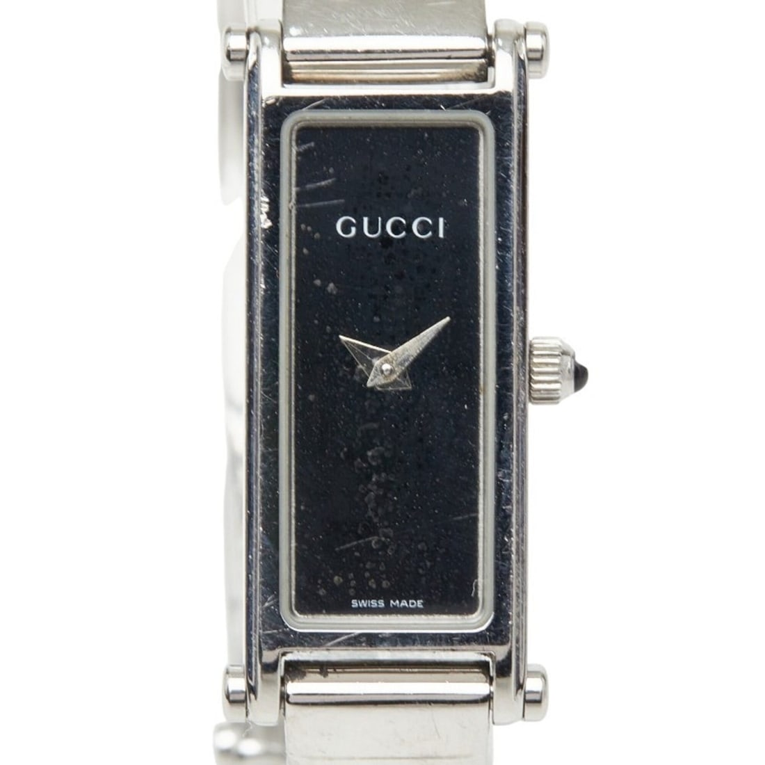Gucci Bangle Watch 1500L Quartz Black Dial Stainless Steel Women's GUCCI: --- Catalog ---Category: SizeWrist Size: 14cm / 5.51''Case Diameter: 12.2mm / 0.48''Category: DesignType: WristwatchGender: WomenColor (Dial): BlackMaterial (Band): Stainless steelMaterial (Case): Sta