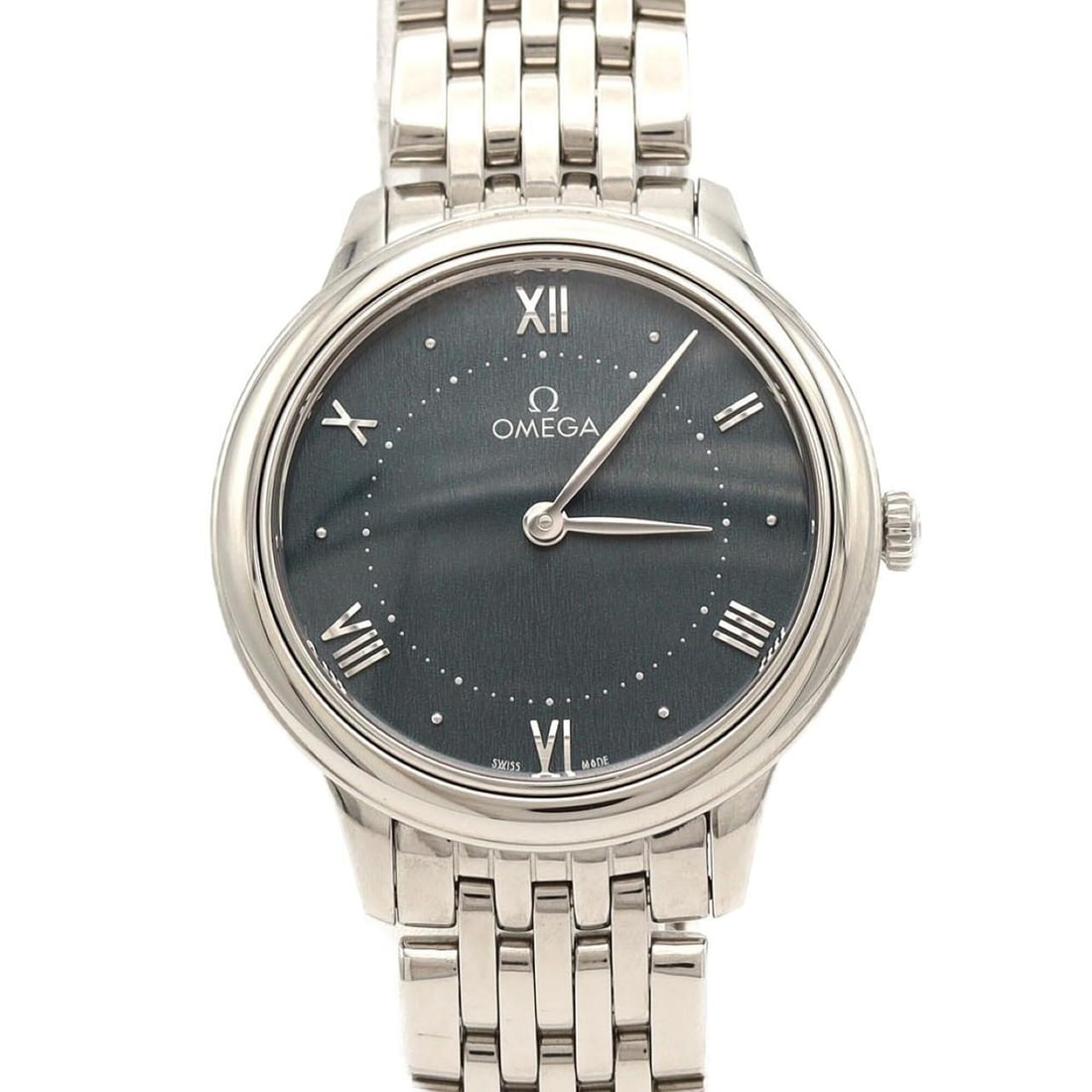 Omega De Ville Prestige 434.10.30.60.10.001 Stainless Steel Quartz Watch: --- Catalog ---Category: SizeWrist Size: 16.5cm / 6.49''Case Diameter: 30mm / 1.18''Category: DesignType: WristwatchGender: WomenColor (Dial): GreenMaterial (Band): Stainless steelMaterial (Case): Sta