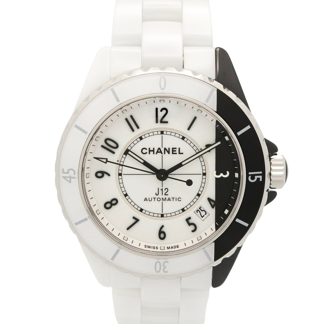 Chanel J12 Paradox Caliber 12.1 Watch, Ceramic, Men's, White/Black, H6515: --- Catalog ---Category: SizeWrist Size: 16.5cm / 6.49''Case Diameter: 38.8mm / 1.53''Category: DesignType: WristwatchGender: MenColor (Dial): Black, WhiteMaterial (Band): CeramicMaterial (Case): Cera