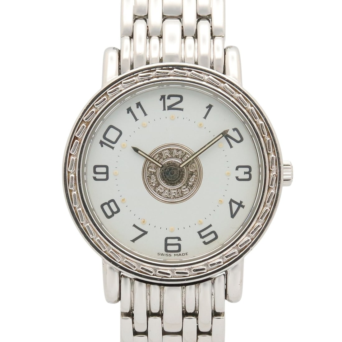 Hermes HERMES Sellier Watch Stainless Steel Women's White SE4.210: --- Catalog ---Category: SizeWrist Size: 17cm / 6.69''Case Diameter: 24.5mm / 0.96''Category: DesignType: WristwatchGender: WomenColor (Dial): WhiteMaterial (Band): Stainless steelMaterial (Case): Sta