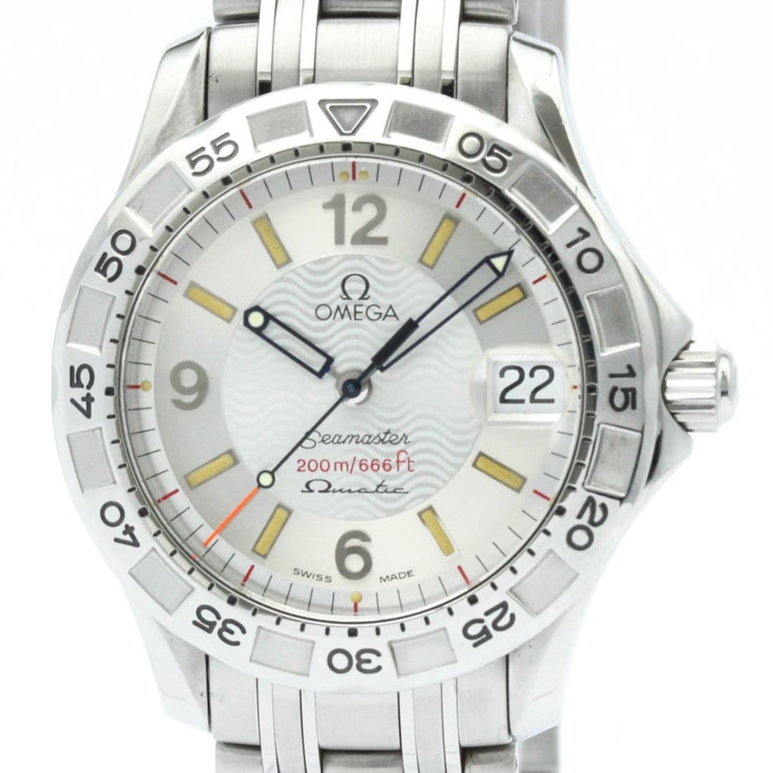 OMEGA Seamaster Omegamatic Steel Auto Quartz Watch 2514.30 Polished: --- Catalog ---Category: SizeCase Diameter: 36mm / 1.42''Category: DesignType: WristwatchStyle: SportGender: MenColor (Dial): SilverMaterial (Band): Stainless steelMaterial (Case): Stainless steelCate