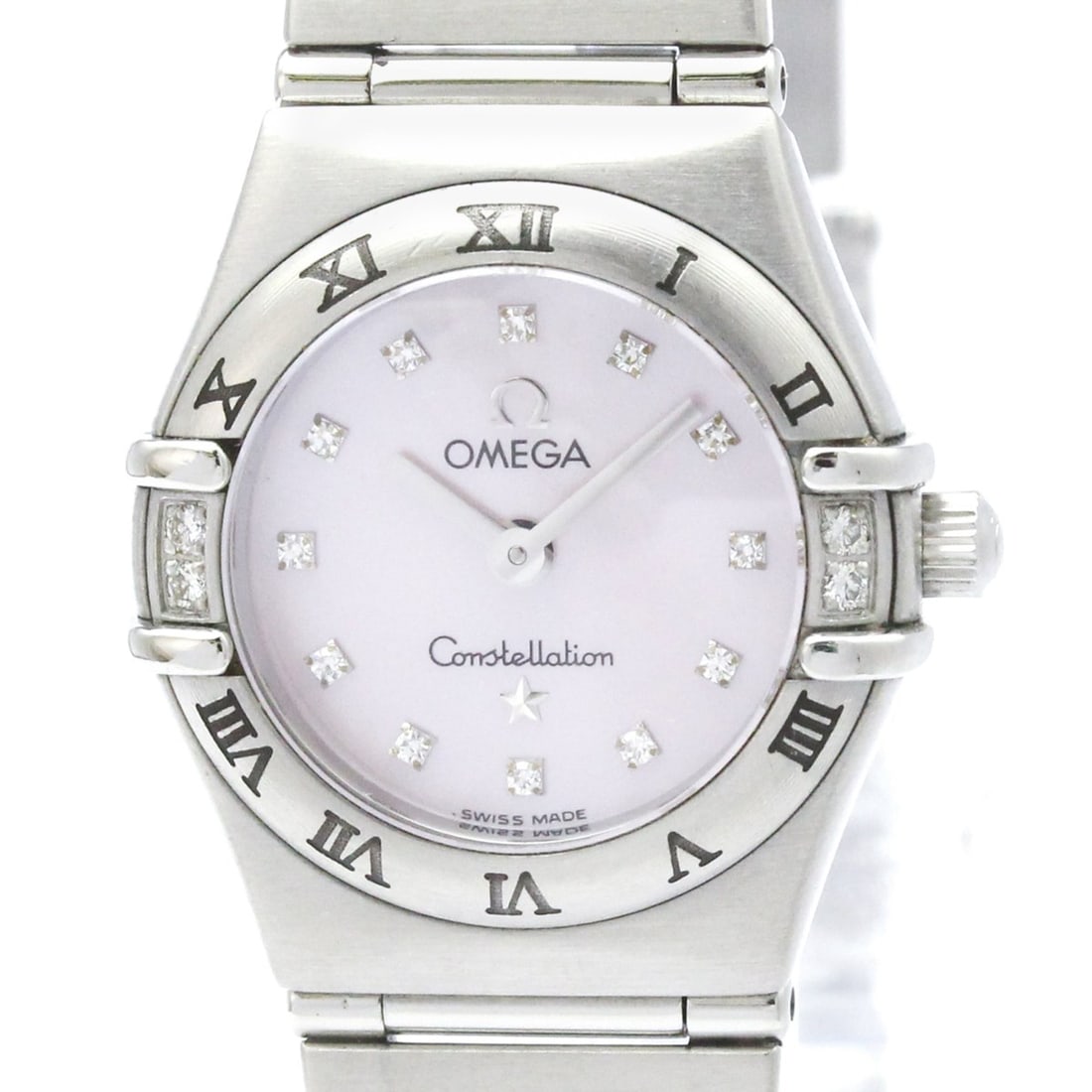 OMEGA Constellation My Choice Diamond Pink MOP Watch 1566.66 Polished: --- Catalog ---Category: SizeCase Diameter: 22mm / 0.87''Category: DesignType: WristwatchStyle: Dress/FormalGender: WomenColor (Dial): Pink shellMaterial (Band): Stainless steelMaterial (Case): Stainl